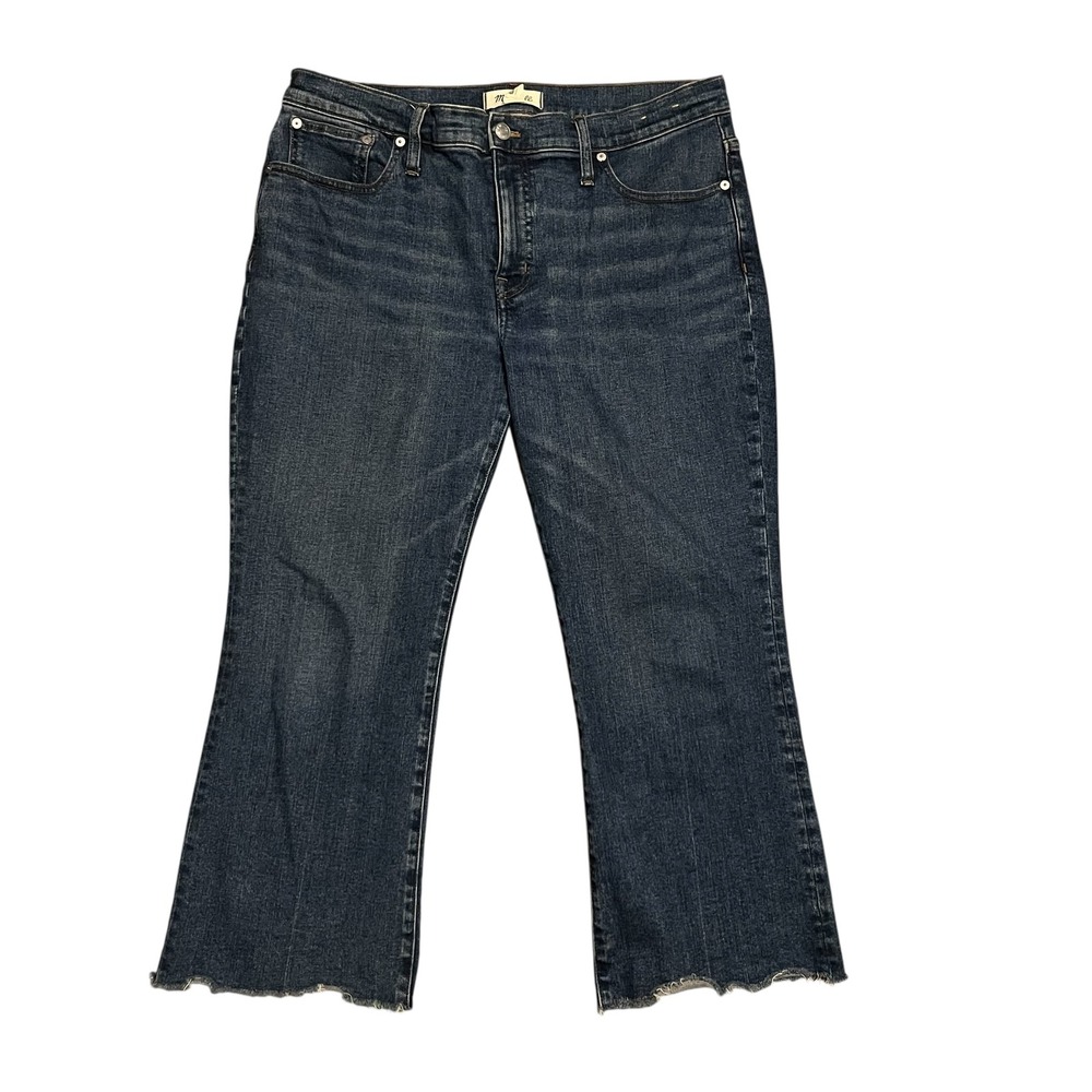 Madewell Mid-Rise Kick Out Jeans Dark Wash Raw Hem 31P‎